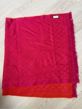 Gucci Pink and Orange GG Jacquard Swim Sarong